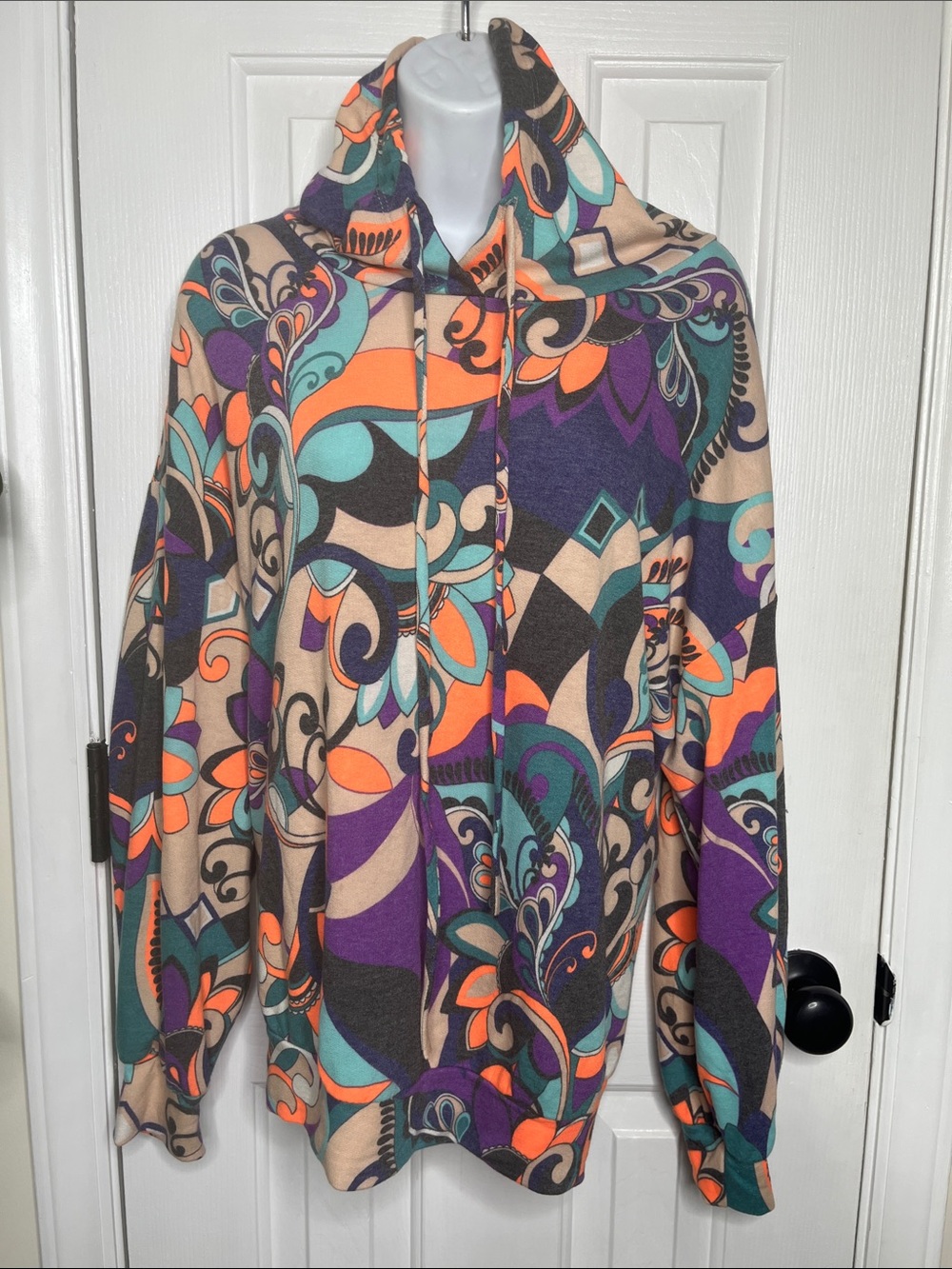 Psychedelic Groovy Dear Scarlett Multicolor Paisley Hoodie Size Medium - Picture 1 of 7